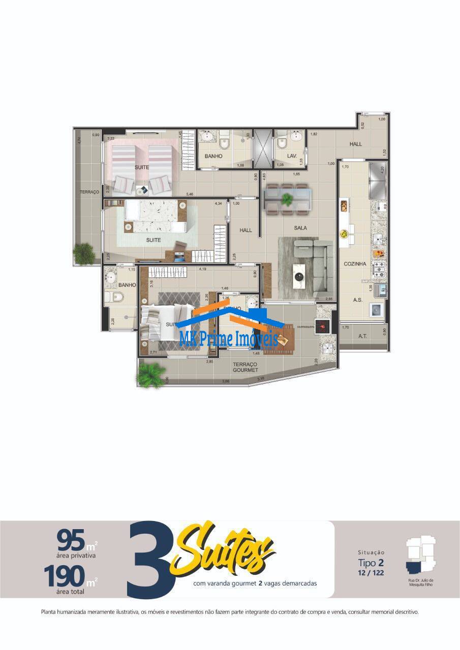 Apartamento à venda com 2 quartos, 68m² - Foto 3