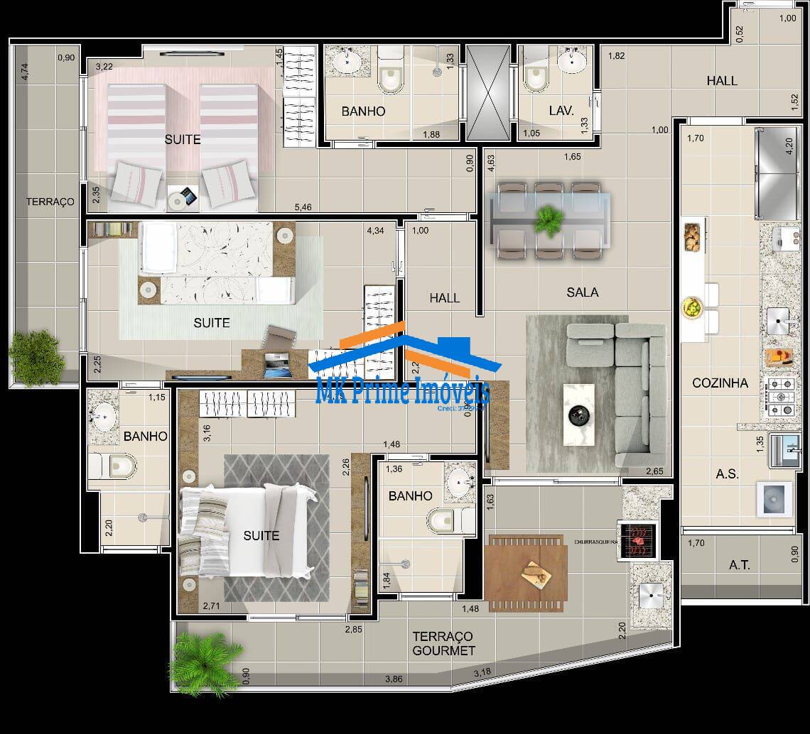 Apartamento à venda com 2 quartos, 68m² - Foto 4