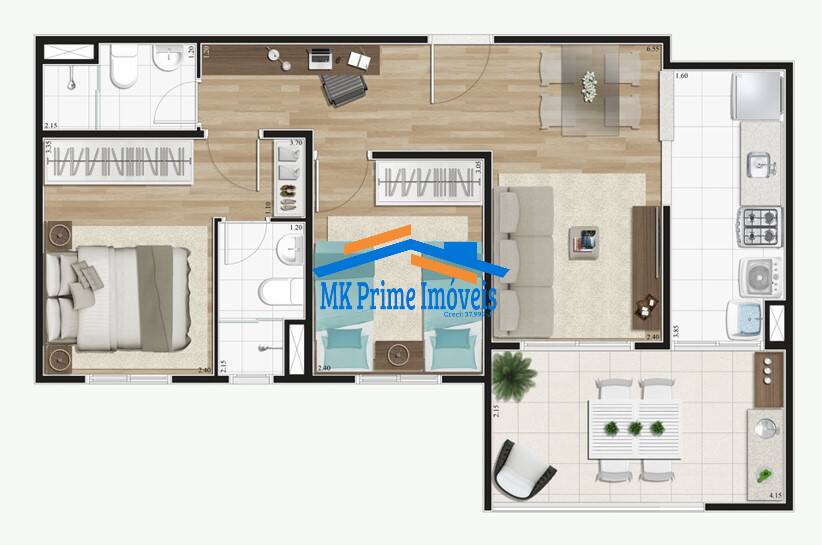 Apartamento à venda com 2 quartos, 61m² - Foto 7