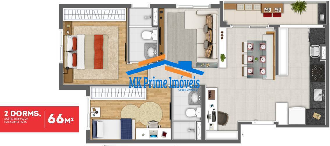 Apartamento à venda com 2 quartos, 60m² - Foto 3