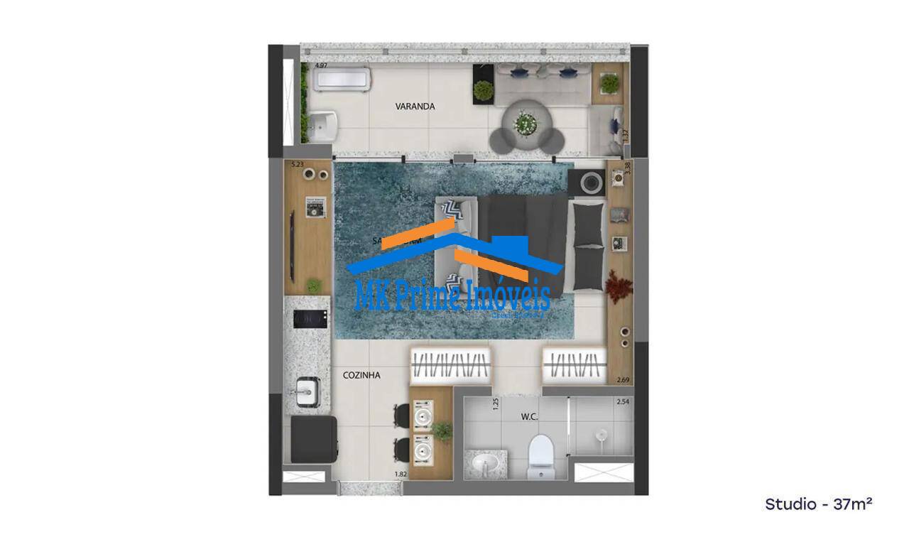 Apartamento à venda com 1 quarto, 37m² - Foto 5