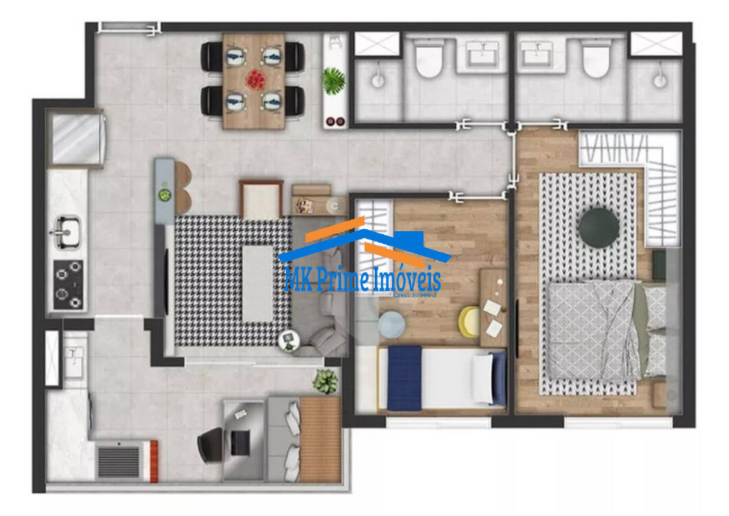 Apartamento à venda com 2 quartos, 58m² - Foto 7